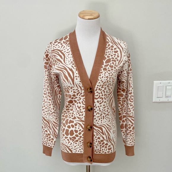 Mixed Animal Print Boyfriend Cardigan - Picture 2 of 12